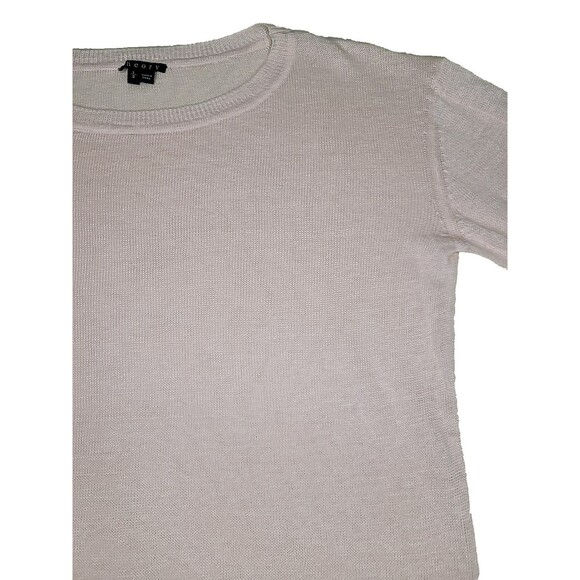Theory Pale Pink Long Sleeve Linen Blend Sweater Women's Size Large Crew Neck - Picture 4 of 13